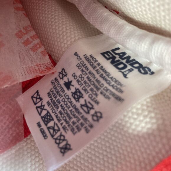 LANDS END Plaid Cotton Canvas Large Zip Pouch Purse Wristlet 8 x 5 x 0.5 inches - Picture 8 of 10